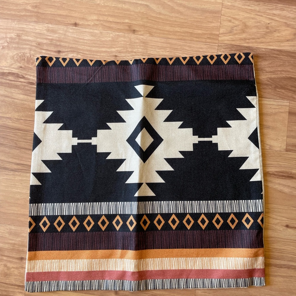 Set of 3 Geometric accent Patterned Black pillow cover 17x17